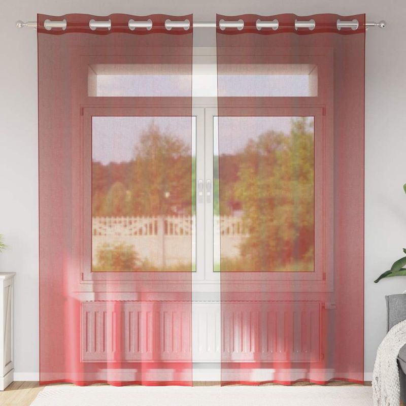 Casa si Gradina - Textile si covoare - Perdele si draperii - Perdele - Perdele Voile cu Oelii 2 buc rosu vin, mărime 140x225 cm - Infinity.ro