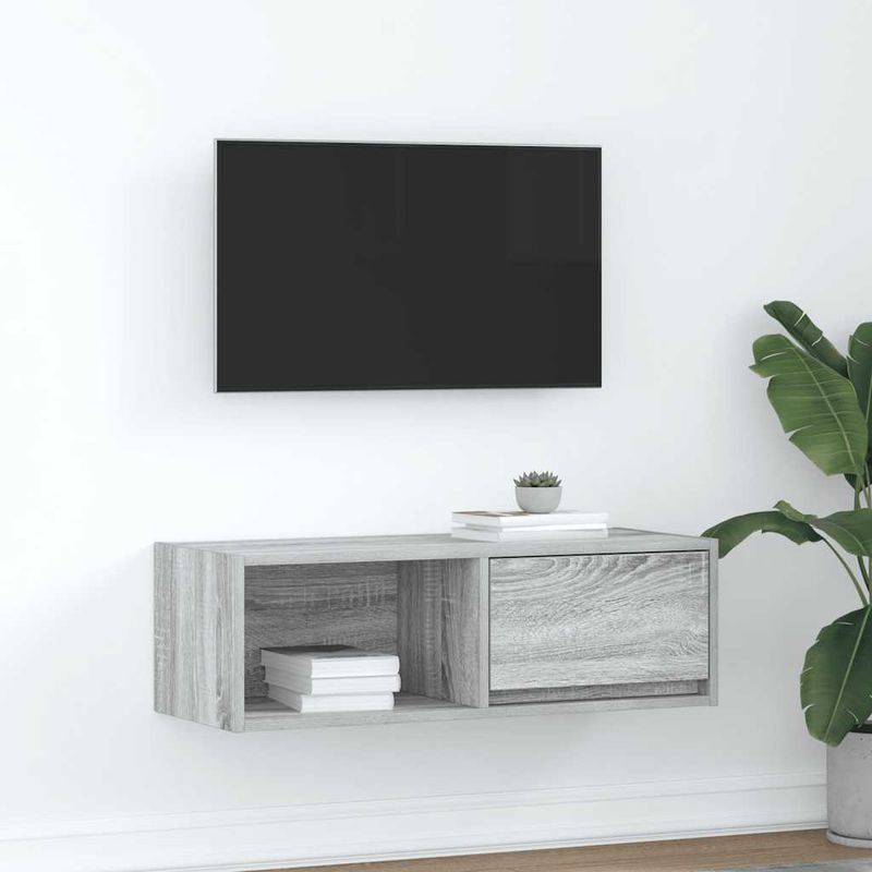 Casa si Gradina - Mobilier - Comode si corpuri - Comode - Dulap TV Gri Sonoma 80x31x25,5 cm lemn prelucrat - Infinity.ro