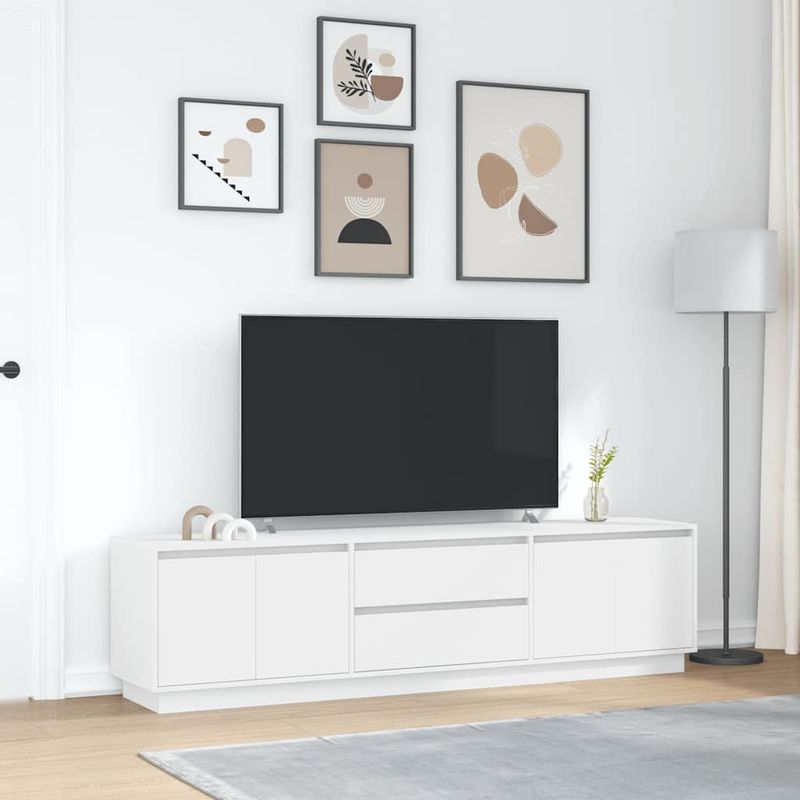 Casa si Gradina - Mobilier - Comode si corpuri - Comode - Dulap TV cu lumini LED alb 193,5x41x50 cm - Infinity.ro