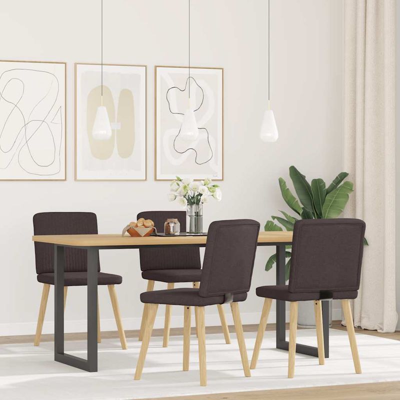 Casa si Gradina - Mobilier - Scaune si fotolii - Scaune - Scaune de bucatarie, 4 buc., maro inchis, material textil - Infinity.ro