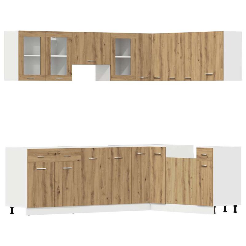 Casa si Gradina/Mobilier/Comode si corpuri/Corpuri bucatarie - Set dulapuri bucatarie 11 piese Artisan Stejar lemn prelucrat - Infinity.ro