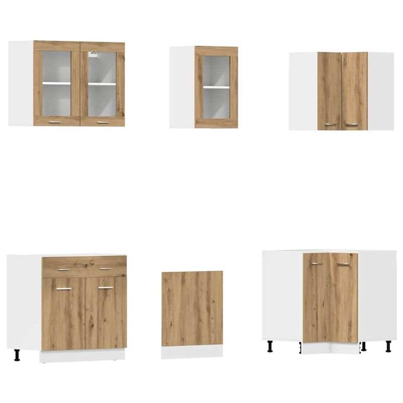 Casa si Gradina/Mobilier/Comode si corpuri/Corpuri bucatarie - Set dulapuri bucatarie 11 piese Artisan Stejar lemn prelucrat - Infinity.ro