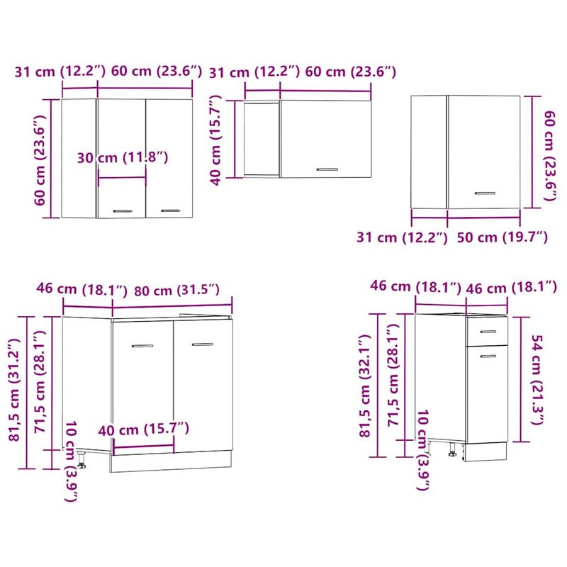 Casa si Gradina/Mobilier/Comode si corpuri/Corpuri bucatarie - Set dulapuri bucatarie 11 piese Artisan Stejar lemn prelucrat - Infinity.ro