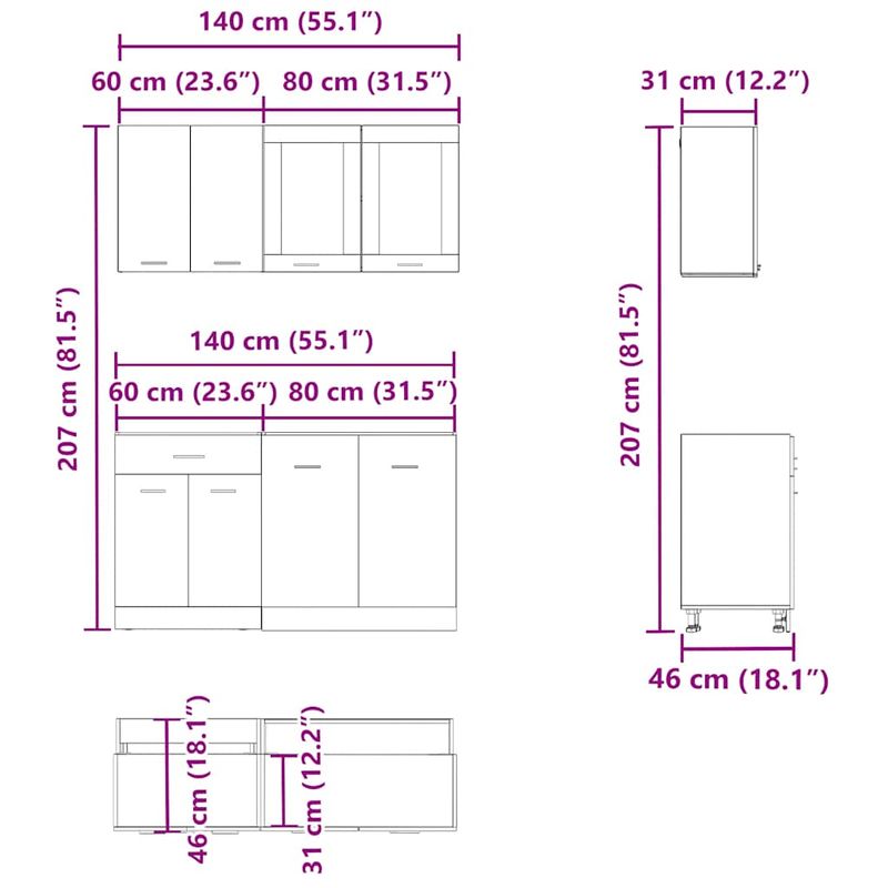 Casa si Gradina - Mobilier - Comode si corpuri - Corpuri bucatarie - Set dulap de bucatarie din 4 piese Lemn vechi Lemn prelucrat - Infinity.ro