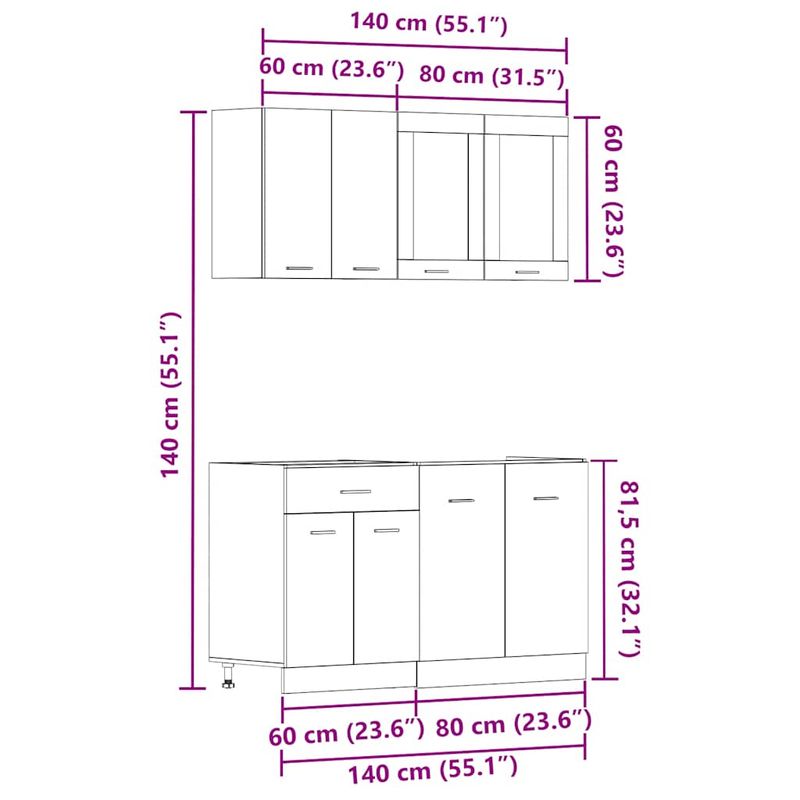 Casa si Gradina - Mobilier - Comode si corpuri - Corpuri bucatarie - Set dulap de bucatarie din 4 piese Lemn vechi Lemn prelucrat - Infinity.ro