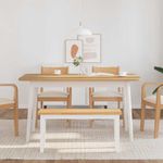 Casa si Gradina - Mobilier - Canapele si coltare - Banchete - Banca 90 cm din lemn masiv cauciuc, natural și alb - Infinity.ro