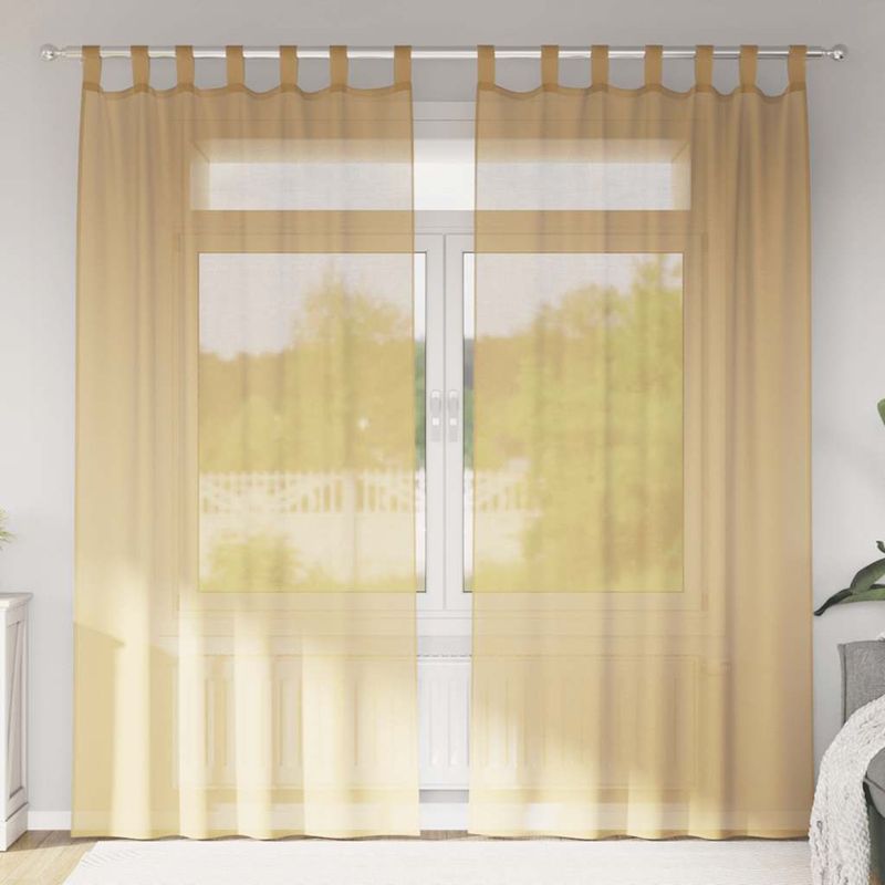 Casa si Gradina - Textile si covoare - Perdele si draperii - Perdele - Perdele Voile cu buzunare pentru bare 2 buc nisip, mărime 140x245 cm - Infinity.ro
