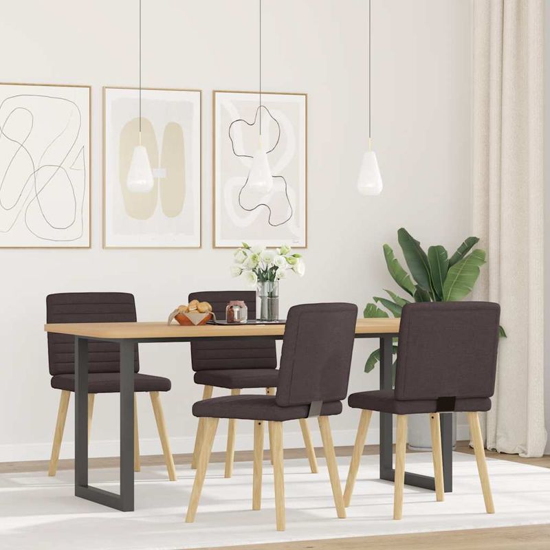 Casa si Gradina - Mobilier - Scaune si fotolii - Scaune - Scaune de bucatarie, 4 buc., maro inchis, material textil - Infinity.ro