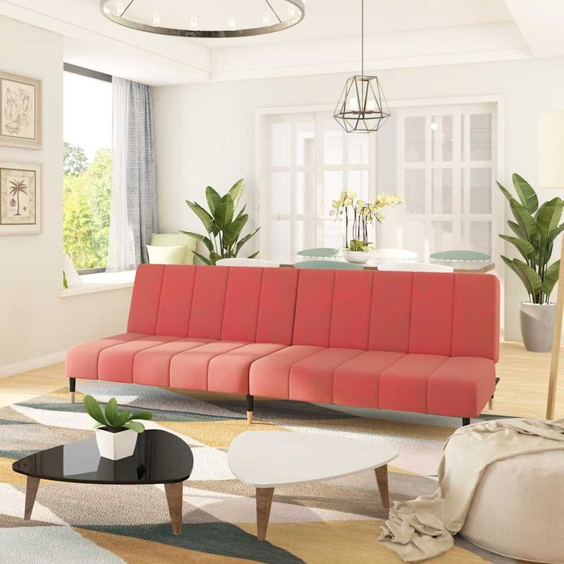 Casa si Gradina - Mobilier - Canapele si coltare - Canapele - Canapea extensibila cu 2 locuri, roz, catifea - Infinity.ro