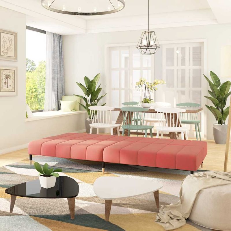 Casa si Gradina - Mobilier - Canapele si coltare - Canapele - Canapea extensibila cu 2 locuri, roz, catifea - Infinity.ro