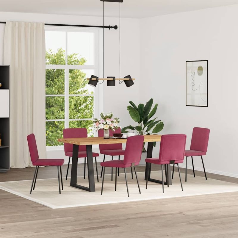Casa si Gradina - Mobilier - Scaune si fotolii - Scaune - Scaune de bucatarie, 6 buc., rosu vin, catifea - Infinity.ro
