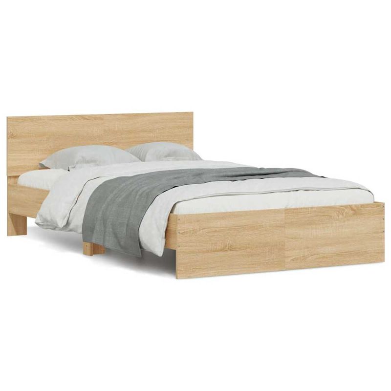 Casa si Gradina - Mobilier - Paturi si accesorii - Paturi - Cadru de pat cu tablie si LED, stejar sonoma, 140x200 cm - Infinity.ro