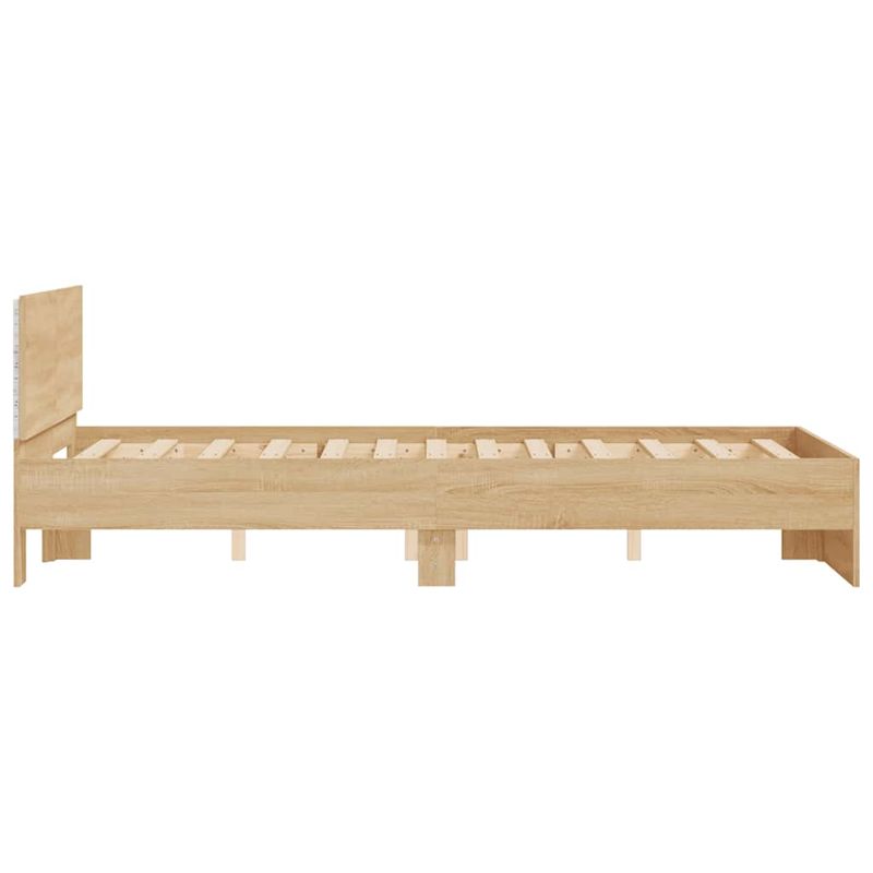 Casa si Gradina - Mobilier - Paturi si accesorii - Paturi - Cadru de pat cu tablie si LED, stejar sonoma, 140x200 cm - Infinity.ro