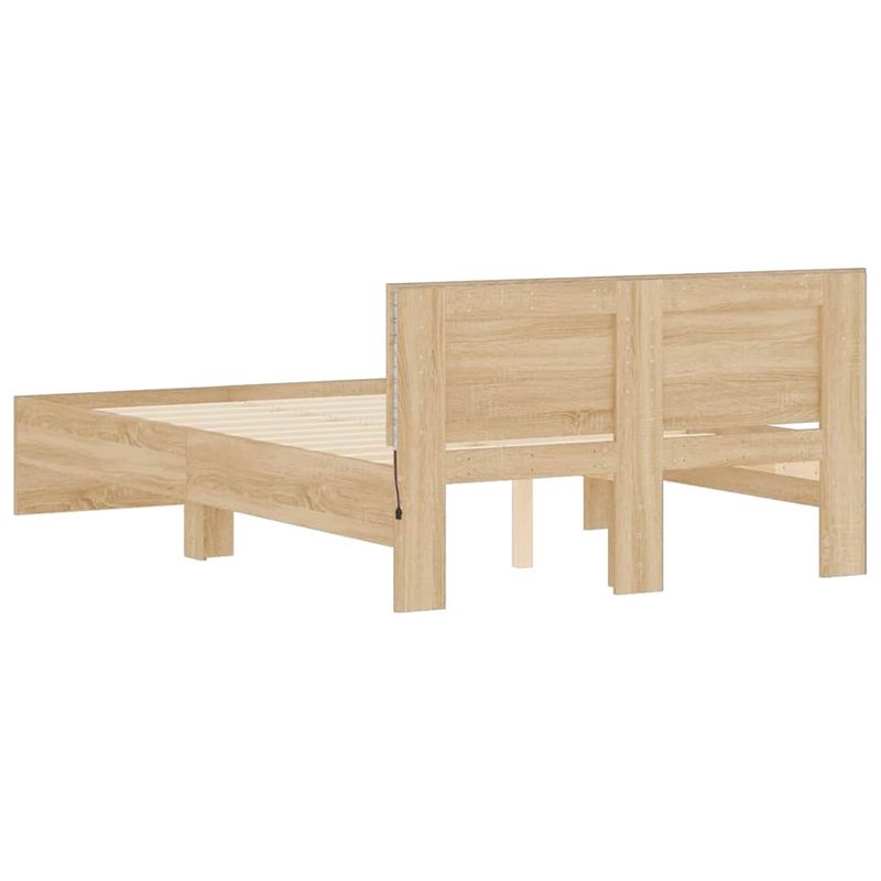 Casa si Gradina - Mobilier - Paturi si accesorii - Paturi - Cadru de pat cu tablie si LED, stejar sonoma, 140x200 cm - Infinity.ro