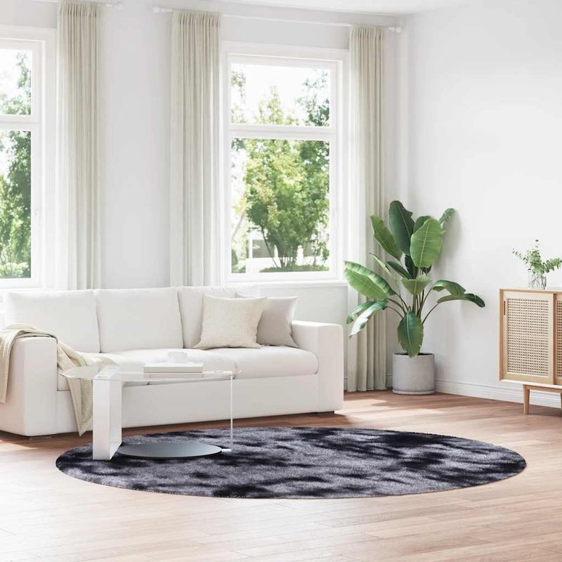 Casa si Gradina - Textile si covoare - Covoare - Covoare casa - Covor shaggy cu pom inalt, NAVARRA, gri inchis, 240x240 cm, formă rotund - Infinity.ro