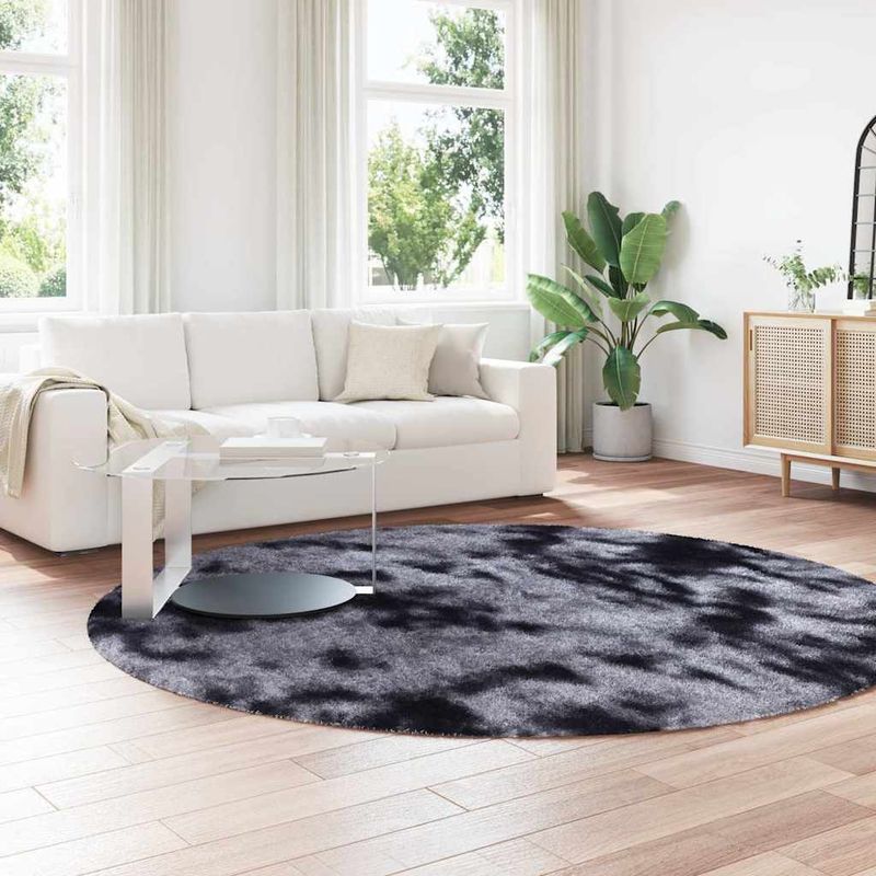 Casa si Gradina - Textile si covoare - Covoare - Covoare casa - Covor shaggy cu pom inalt, NAVARRA, gri inchis, 240x240 cm, formă rotund - Infinity.ro