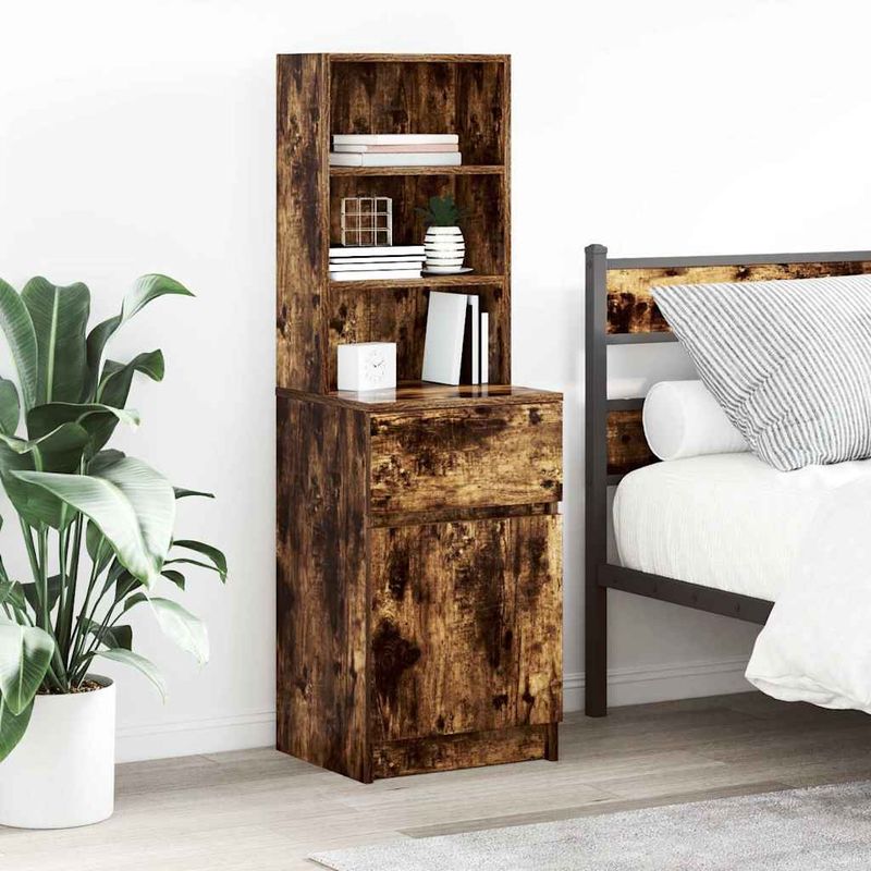 Casa si Gradina - Mobilier - Comode si corpuri - Noptiere - Noptiera stejar afumat 39x35x125 cm lemn de stratificat - Infinity.ro