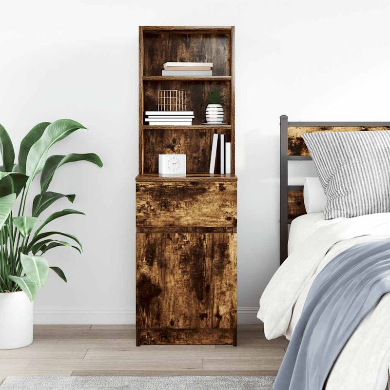 Casa si Gradina - Mobilier - Comode si corpuri - Noptiere - Noptiera stejar afumat 39x35x125 cm lemn de stratificat - Infinity.ro