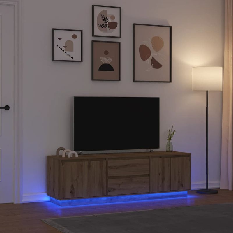 Casa si Gradina - Mobilier - Comode si corpuri - Comode - Dulap TV cu lumini LED Artisan Stejar 160,5x41x50 cm - Infinity.ro