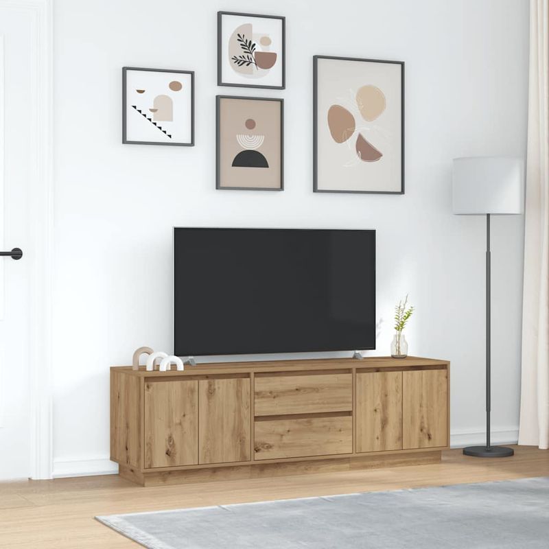 Casa si Gradina - Mobilier - Comode si corpuri - Comode - Dulap TV cu lumini LED Artisan Stejar 160,5x41x50 cm - Infinity.ro