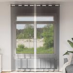 Casa si Gradina - Textile si covoare - Perdele si draperii - Perdele - Perdele Voile cu Oeli 2 buc Negru 140x300 cm - Infinity.ro