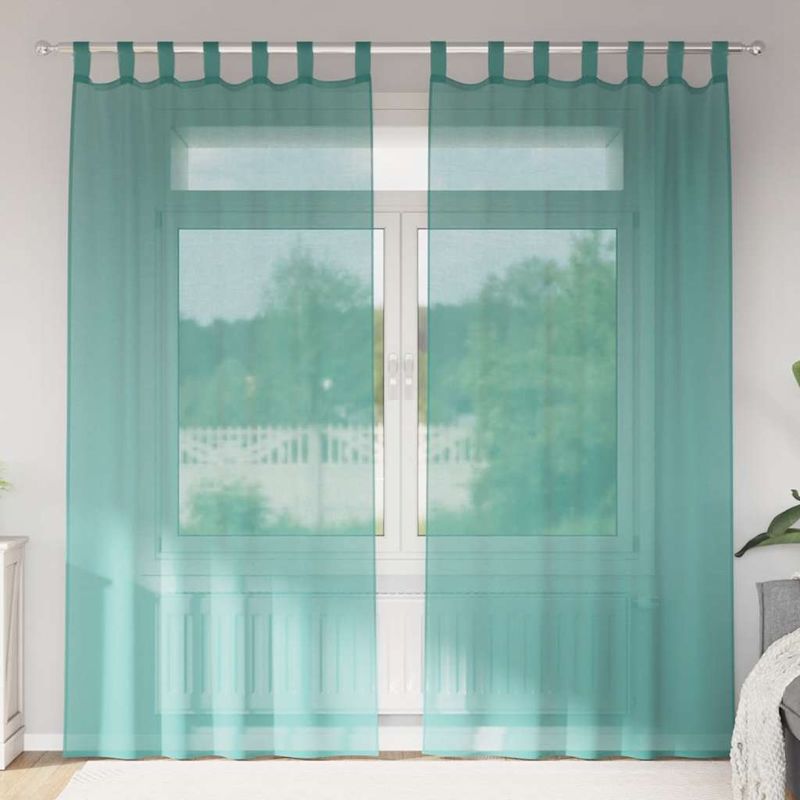 Casa si Gradina - Textile si covoare - Perdele si draperii - Perdele - Perdele Voile cu buzunare pentru bare 2 buc Turcoaz, mărime 140x225 cm - Infinity.ro