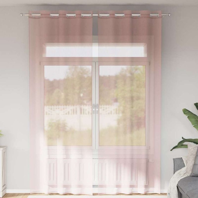 Casa si Gradina - Textile si covoare - Perdele si draperii - Perdele - Perdele Voile cu Oelii 2 buc Roz deschis 140x260 cm - Infinity.ro
