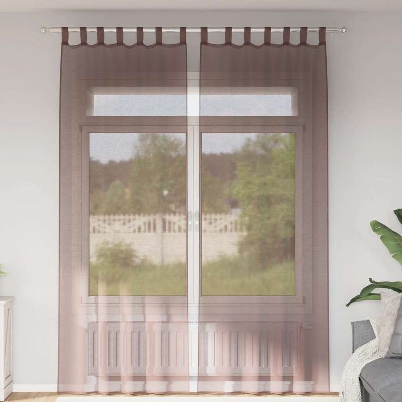 Casa si Gradina - Textile si covoare - Perdele si draperii - Perdele - Perdele Voile cu buzunare pentru bare 2 buc Maro, mărime 140x260 cm - Infinity.ro