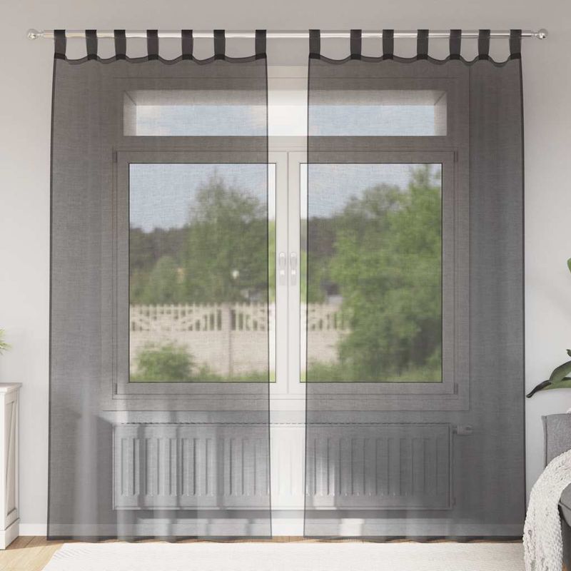 Casa si Gradina - Textile si covoare - Perdele si draperii - Perdele - Perdele Voile cu buzunare pentru bare 2 buc Negru, mărime 140x225 cm - Infinity.ro