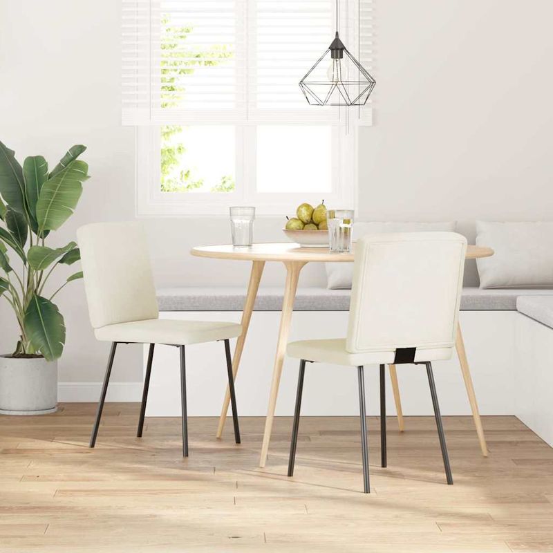 Casa si Gradina - Mobilier - Scaune si fotolii - Scaune - Scaune de bucatarie, 2 buc., crem, catifea - Infinity.ro