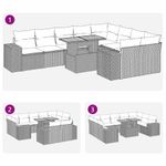 Casa si Gradina - Gradina si terasa - Mobilier exterior - Seturi mobila gradina - Set canapele de gradina cu perne, 10 piese, negru, poliratan - Infinity.ro