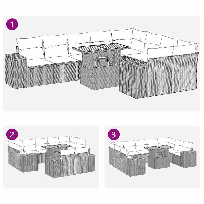 Casa si Gradina - Gradina si terasa - Mobilier exterior - Seturi mobila gradina - Set canapele de gradina cu perne, 10 piese, negru, poliratan - Infinity.ro