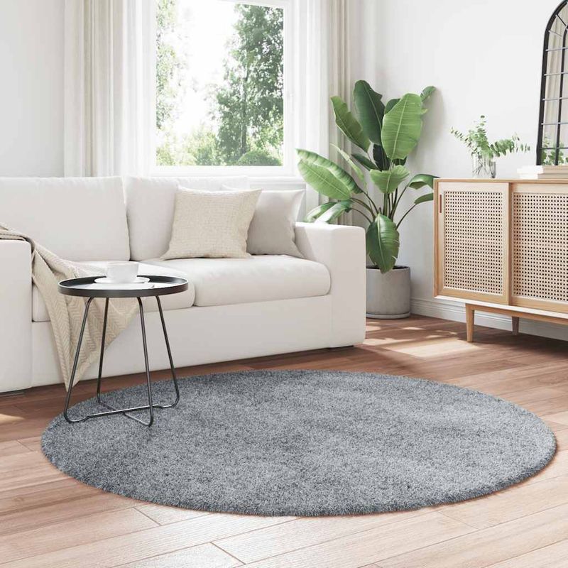 Casa si Gradina - Textile si covoare - Covoare - Covoare casa - Covor shaggy cu pom inalt, NAVARRA, gri argintiu, 160x160 cm, formă rotund - Infinity.ro