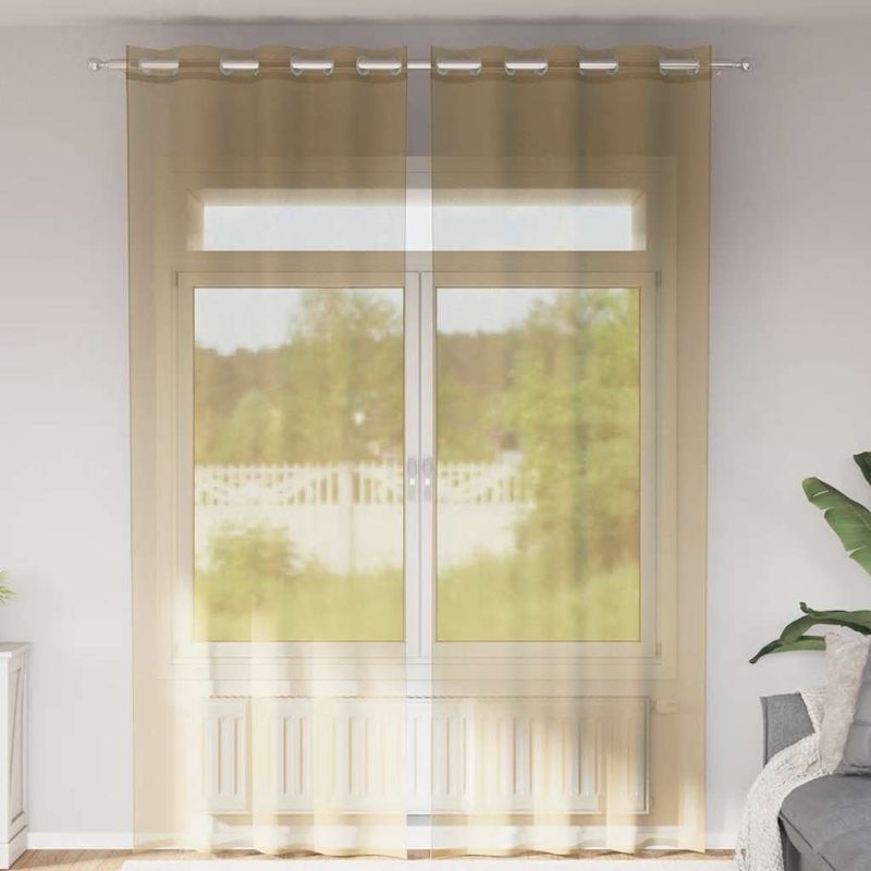 Casa si Gradina - Textile si covoare - Perdele si draperii - Perdele - Perdele Voile cu Oelii 2 buc nisip, mărime 140x260 cm - Infinity.ro
