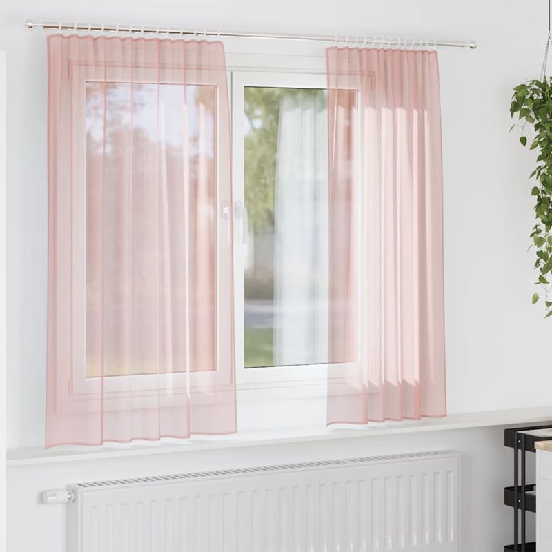 Casa si Gradina - Textile si covoare - Perdele si draperii - Perdele - Perdele Voile cu Bucle 2 buc Roz 140x140 cm - Infinity.ro