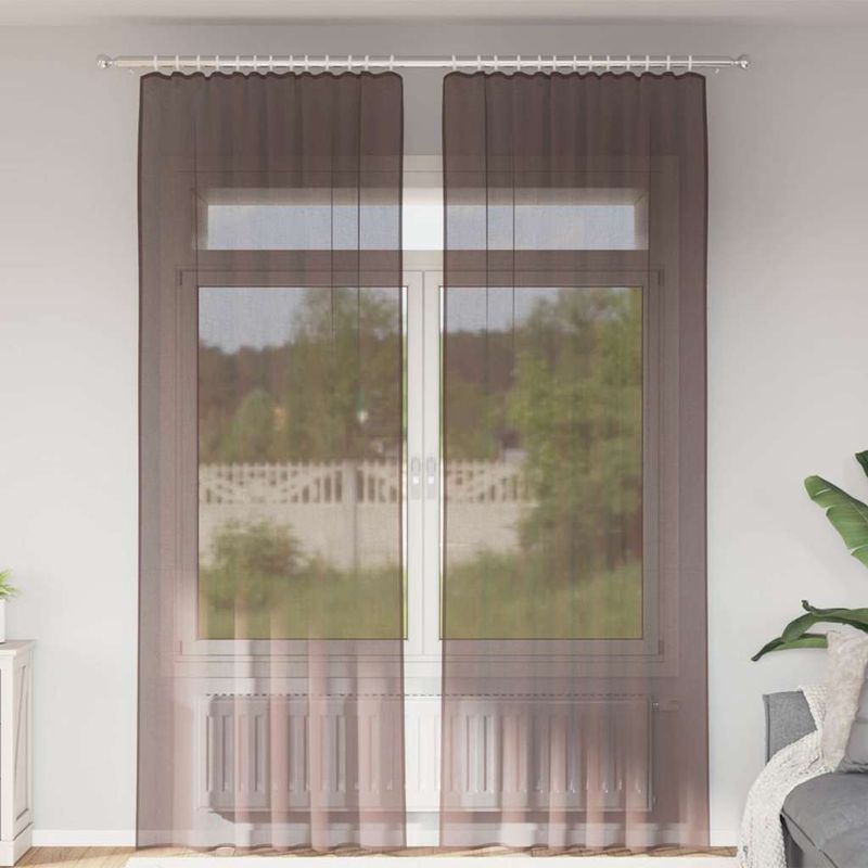 Casa si Gradina - Textile si covoare - Perdele si draperii - Perdele - Perdele Voile cu tabla 2 buc Maro, mărime 140x260 cm - Infinity.ro
