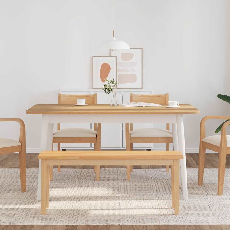 Casa si Gradina - Mobilier - Canapele si coltare - Banchete - Banca 110 cm din lemn masiv cauciuc, natural - Infinity.ro