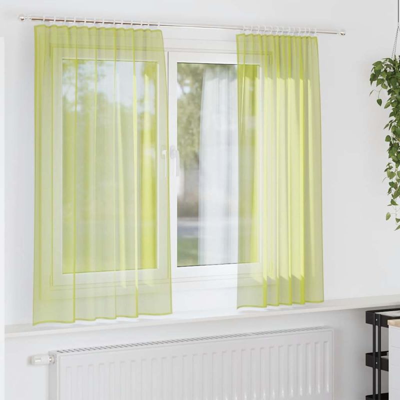 Casa si Gradina - Textile si covoare - Perdele si draperii - Perdele - Perdele din voile cu tabla 2 buc verde mar, mărime 140x175 cm - Infinity.ro