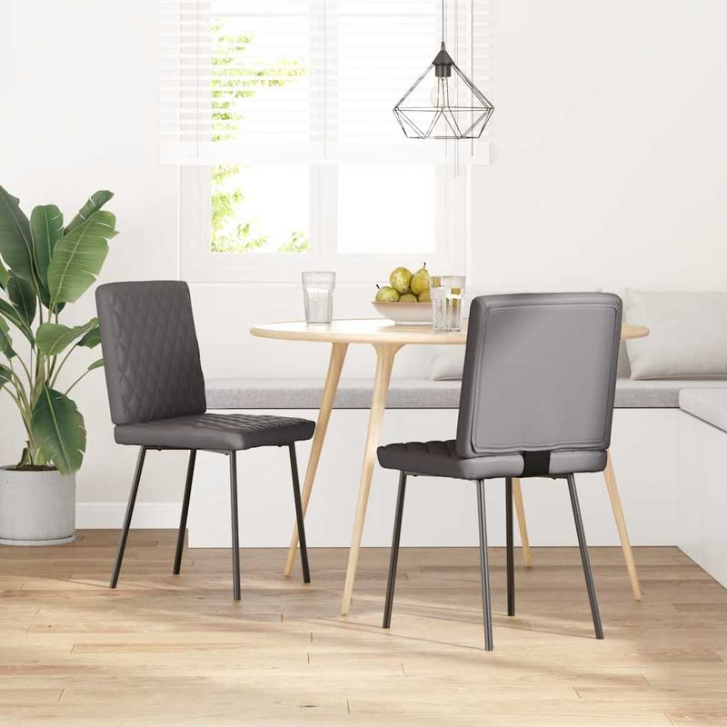 Casa si Gradina - Mobilier - Scaune si fotolii - Scaune - Scaune de bucatarie, 2 buc., gri, piele ecologica - Infinity.ro