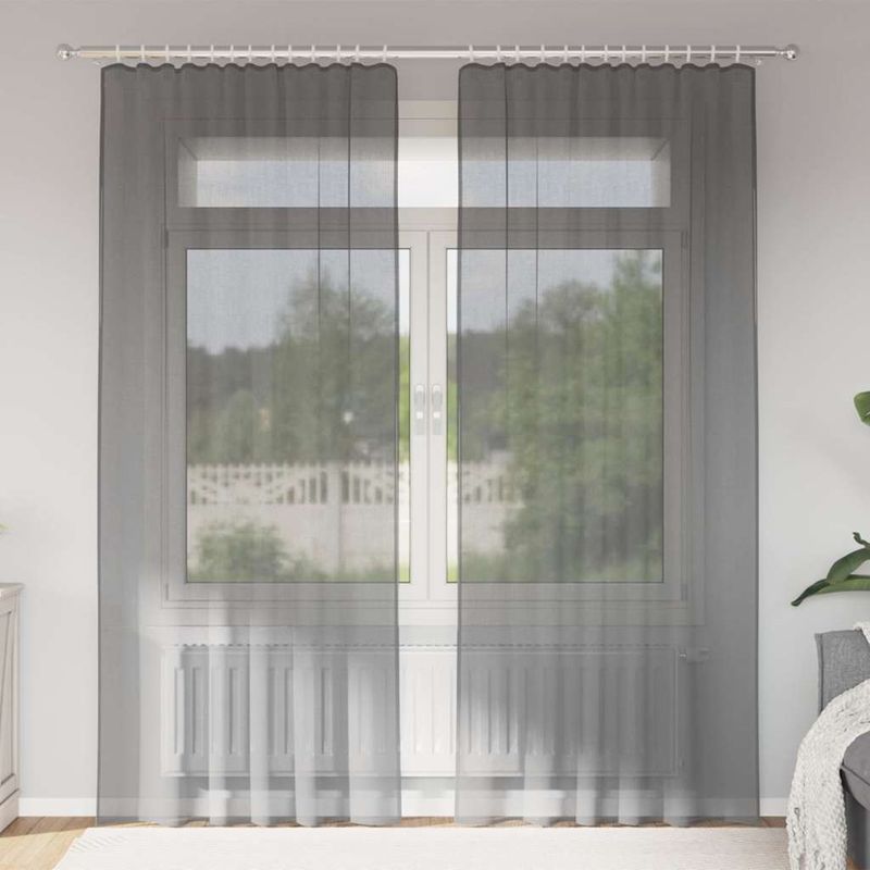 Casa si Gradina - Textile si covoare - Perdele si draperii - Perdele - Perdele voal cu bucle 2 buc Gri inchis 140x225 cm - Infinity.ro