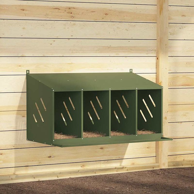 Petshop - Accesorii petshop - Culcusuri si custi - Custi interior si exterior - Cuiba pentru pui cu 4 compartimente, metal verde masline, mărime 106,5x64x59,5 cm - Infinity.ro