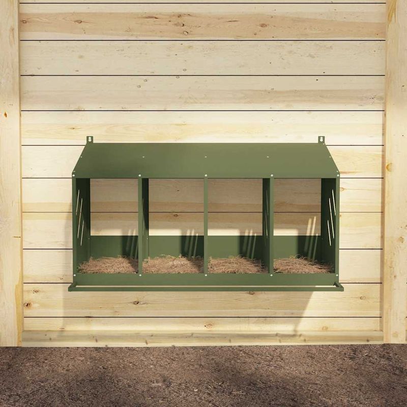 Petshop - Accesorii petshop - Culcusuri si custi - Custi interior si exterior - Cuiba pentru pui cu 4 compartimente, metal verde masline, mărime 106,5x64x59,5 cm - Infinity.ro