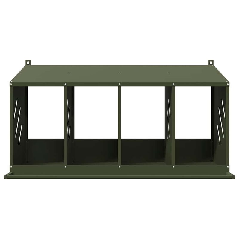 Petshop - Accesorii petshop - Culcusuri si custi - Custi interior si exterior - Cuiba pentru pui cu 4 compartimente, metal verde masline, mărime 106,5x64x59,5 cm - Infinity.ro