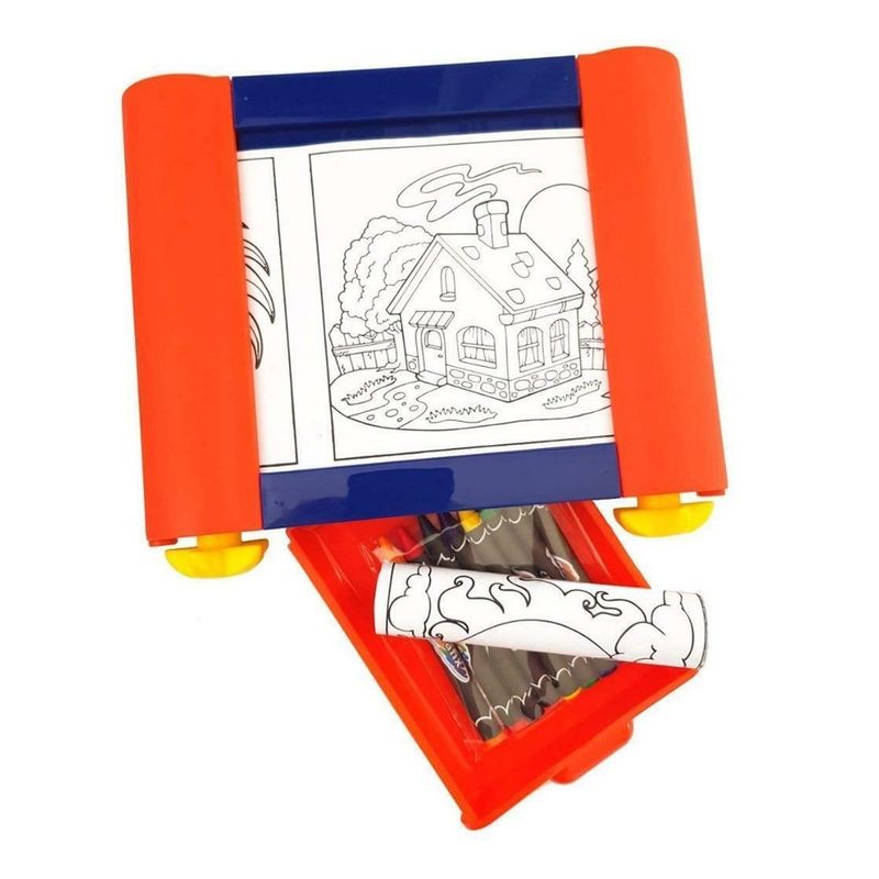 Carti si Birotica - Carti - Carti pentru copii - Carti de colorat - Set rola de colorat Scroller Desk cu 8 creioane si cu 50 de desene, Grafix R03-0125 - Infinity.ro