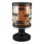 Casa si Gradina - Corpuri si surse de iluminat - Veioze si lampi - Veioze - Veioza cu zenzor la atingere si abajur din sticla cu imprimeu, Negru, 23 cm, 1794H - Infinity.ro