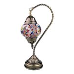 Casa si Gradina - Corpuri si surse de iluminat - Veioze si lampi - Veioze - Veioza vintage Orientala cu mozaic, Visiniu, 38 cm, 1863H-3 - Infinity.ro