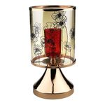 Casa si Gradina - Corpuri si surse de iluminat - Veioze si lampi - Veioze - Veioza cu zenzor la atingere si abajur din sticla cu flori, Auriu, 23 cm, 1793H-2 - Infinity.ro