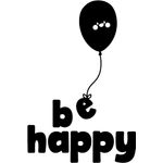 Carti si Birotica - Papetarie - Afise si stickere - Sticker decorativ, Mesaj "Be happy", negru, 53x35 cm - Infinity.ro