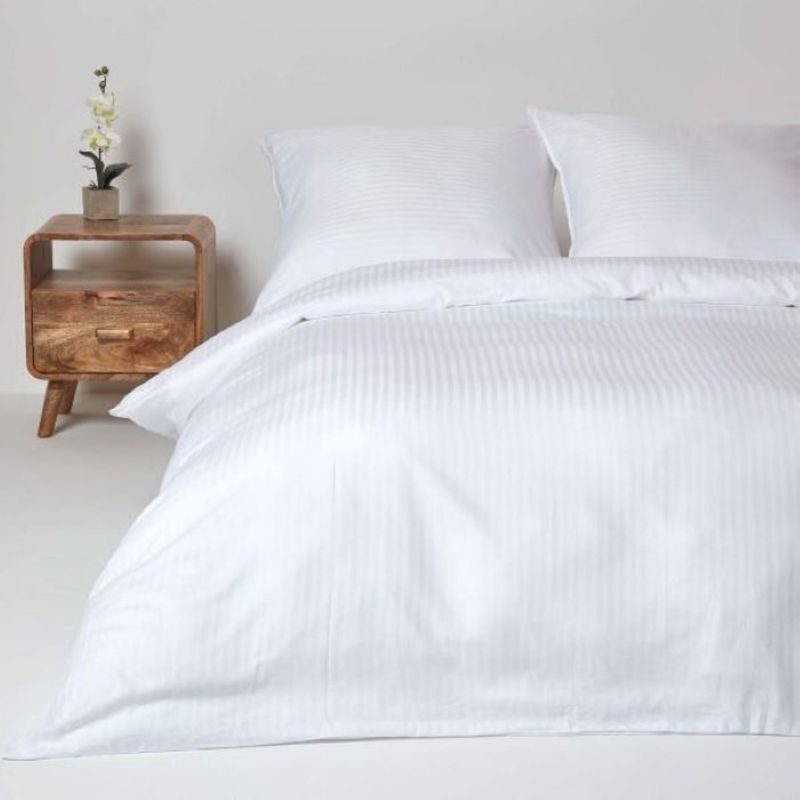 Casa si Gradina - Textile si covoare - Lenjerii de pat - Seturi de lenjerie - Lenjerie de pat 2 persoane, Damasc, 100% Bumbac, alb - Infinity.ro