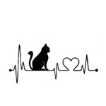 Casa si Gradina - Decoratiuni - Stickere decorative - Sticker auto, Pisica cu desen electrocardiograma, negru, 17.8x 8cm - Infinity.ro